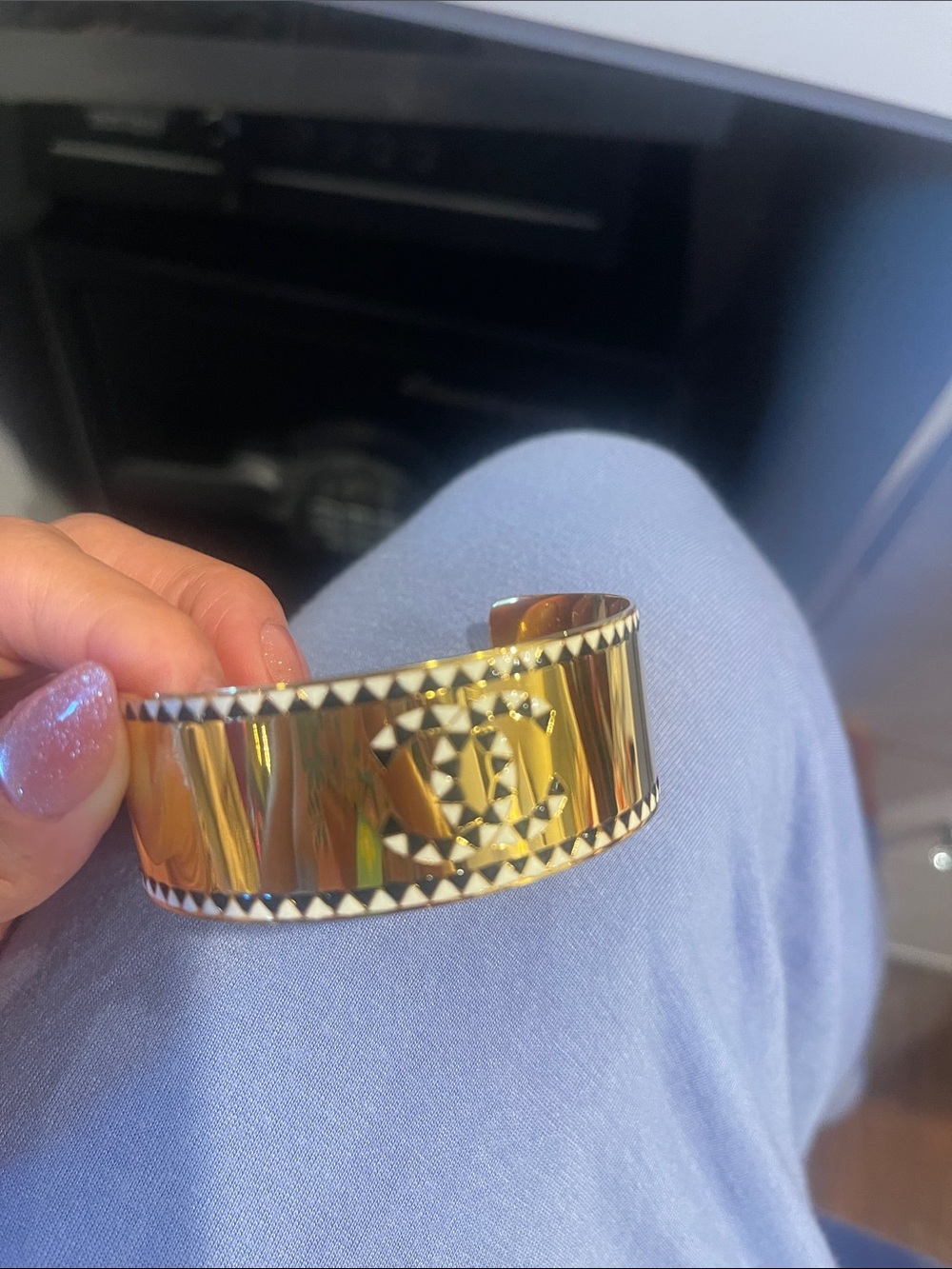Gold Tone Studded Cuff Bracelet - Designer Inspired COPY